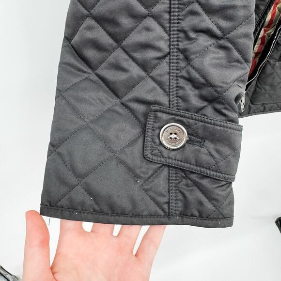 Burberry Coat Black Sz M Quilted Puffer Winter Plaid Jacket Check Brit Light - Picture 10 of 16